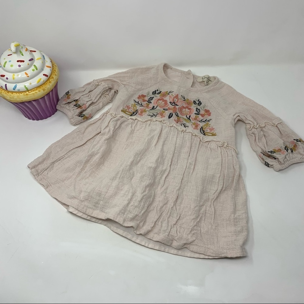 Jessica Simpson Blush Embroidered Floral Peasant Dress